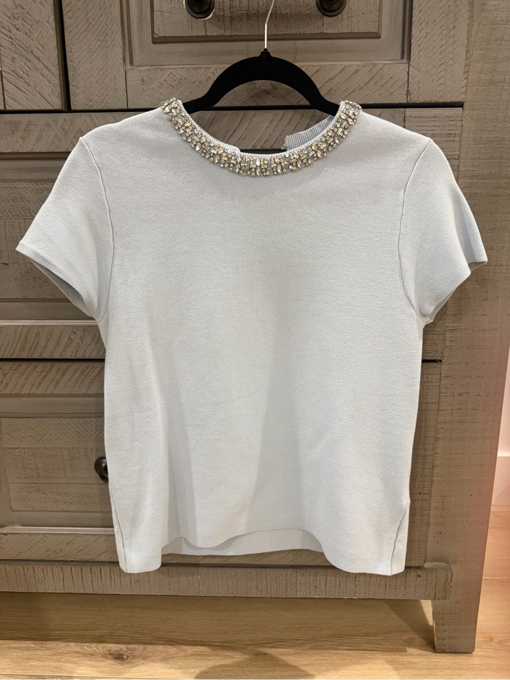 Zara Embellished Short-Sleeve Top